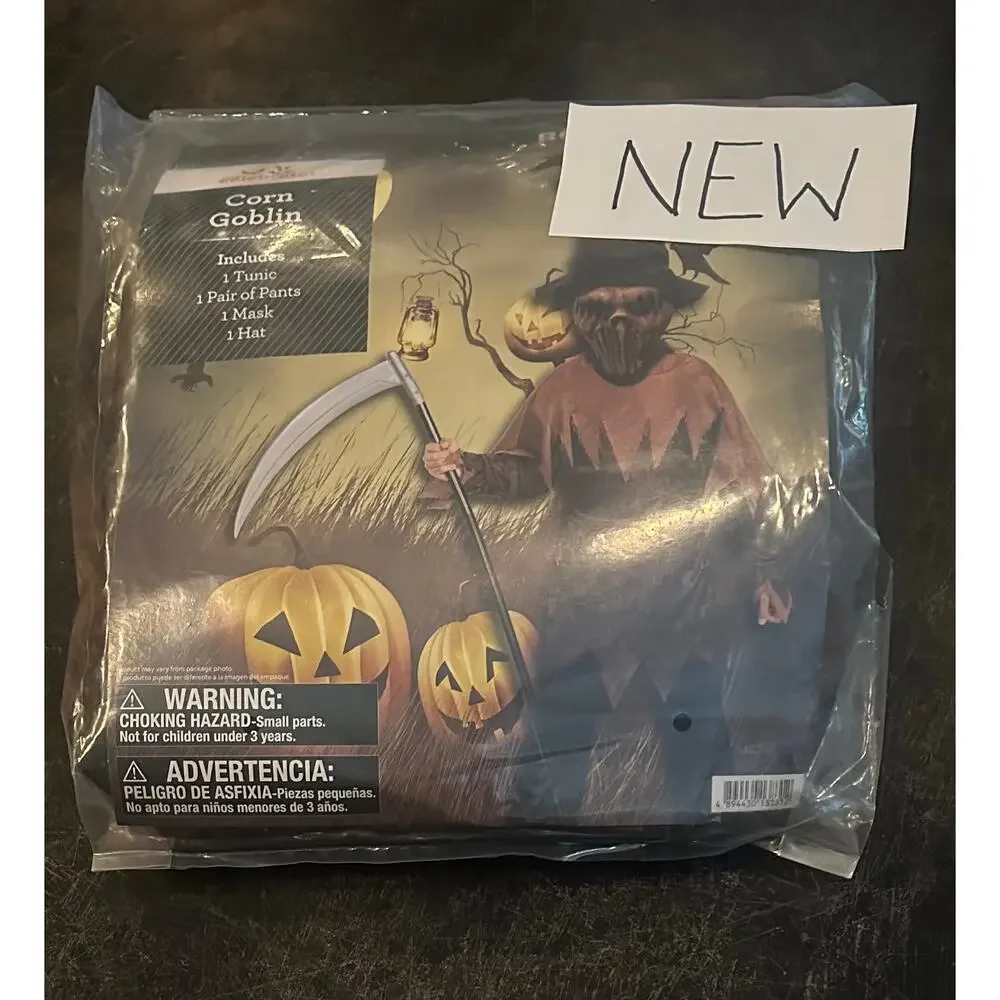New Palamon Terror Farm Corn Goblin Scarecrow Boys Costume Medium 8 Children